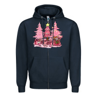 Navy pink christmas trees with gift box bbs Zipper Hoodie - BundleAndBundleShop