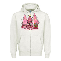 Oatmeal Heather pink christmas trees with gift box bbs Zipper Hoodie - BundleAndBundleShop