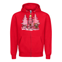 Red pink christmas trees with gift box bbs Zipper Hoodie - BundleAndBundleShop