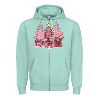 Seafoam pink christmas trees with gift box bbs Zipper Hoodie - BundleAndBundleShop