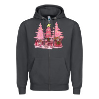Pink Christmas Trees With Gift Box Bbs Zipper Hoodie | Teevron