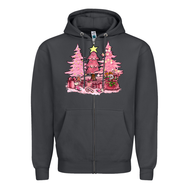 Pink Christmas Trees With Gift Box Bbs Zipper Hoodie by BundleAndBundleShop | Teevron