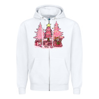 White pink christmas trees with gift box bbs Zipper Hoodie - BundleAndBundleShop