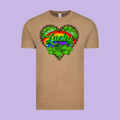 Vintage Tee lucky heart with leopard