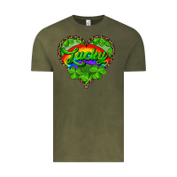 Vintage Olive lucky heart with leopard Vintage Tee - RanaPortraitStore