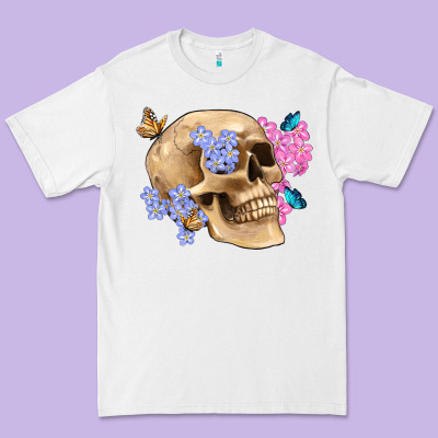 Skull Flora Butterfly Premium Tee Designed By Artiststas