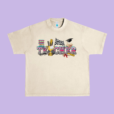 Race With Teacher Urban Heavy Tee Designed By Texasbilliewilder