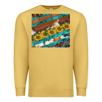 Antique Gold western aztec sunflowers turquoise cowhide Premium Sweatshirt - BarkalooDesign