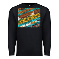 Black western aztec sunflowers turquoise cowhide Premium Sweatshirt - BarkalooDesign