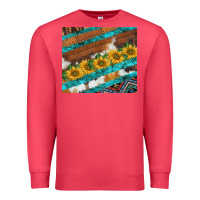 Cardinal western aztec sunflowers turquoise cowhide Premium Sweatshirt - BarkalooDesign