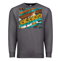 Charcoal Heather western aztec sunflowers turquoise cowhide Premium Sweatshirt - BarkalooDesign