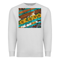 Dove Grey western aztec sunflowers turquoise cowhide Premium Sweatshirt - BarkalooDesign