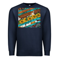 Navy western aztec sunflowers turquoise cowhide Premium Sweatshirt - BarkalooDesign
