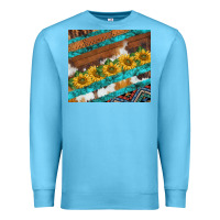 Ocean Blue western aztec sunflowers turquoise cowhide Premium Sweatshirt - BarkalooDesign