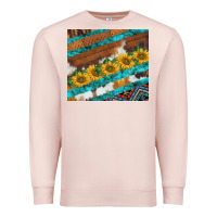 Pale Pink western aztec sunflowers turquoise cowhide Premium Sweatshirt - BarkalooDesign