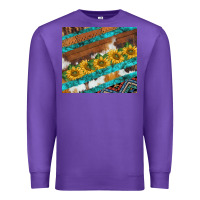 Purple western aztec sunflowers turquoise cowhide Premium Sweatshirt - BarkalooDesign