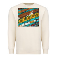 Sandshell western aztec sunflowers turquoise cowhide Premium Sweatshirt - BarkalooDesign
