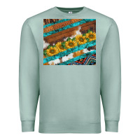 Seafoam western aztec sunflowers turquoise cowhide Premium Sweatshirt - BarkalooDesign