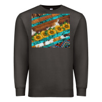 Smoke western aztec sunflowers turquoise cowhide Premium Sweatshirt - BarkalooDesign