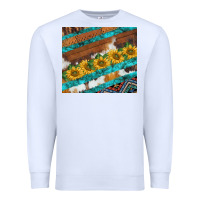 White western aztec sunflowers turquoise cowhide Premium Sweatshirt - BarkalooDesign