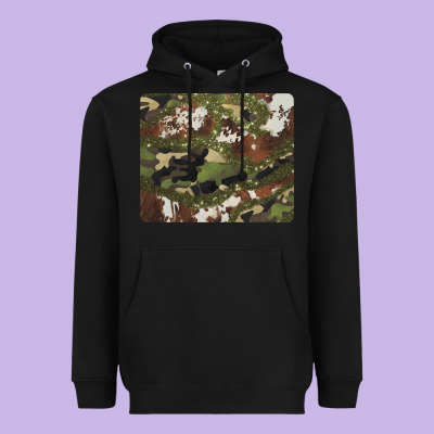 Black And Brown Cowhide Camouflage Heavyweight Hoodie Designed By Barkaloodesign
