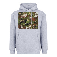 Heather Grey black and brown cowhide camouflage Heavyweight Hoodie - BarkalooDesign