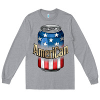 Heather Grey American 4th of July Long Sleeve Tee - CowGirlArtShop