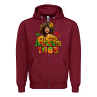 Burgundy afro woman juneteenth 1865 Zipper Hoodie - AdoDesignShop