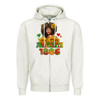 Oatmeal Heather afro woman juneteenth 1865 Zipper Hoodie - AdoDesignShop
