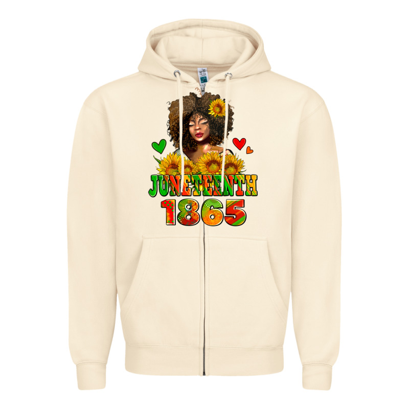 Afro Woman Juneteenth 1865 Zipper Hoodie by AdoDesignShop | Teevron