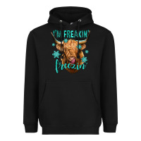 Black i'm freakin freezin long haired cow Heavyweight Hoodie - Jasminsmagicworld
