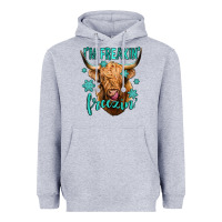 Heather Grey i'm freakin freezin long haired cow Heavyweight Hoodie - Jasminsmagicworld