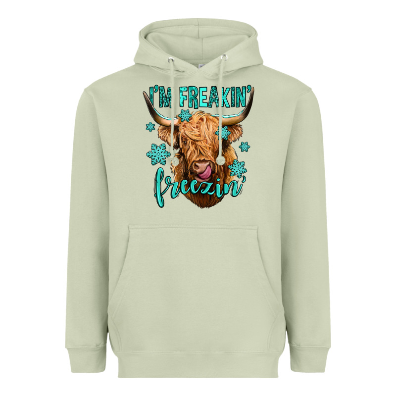 I'm Freakin Freezin Long Haired Cow Heavyweight Hoodie by Jasminsmagicworld | Teevron