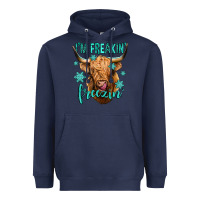 Navy i'm freakin freezin long haired cow Heavyweight Hoodie - Jasminsmagicworld