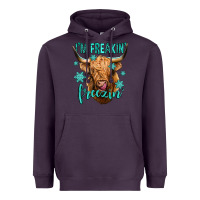 Plum i'm freakin freezin long haired cow Heavyweight Hoodie - Jasminsmagicworld