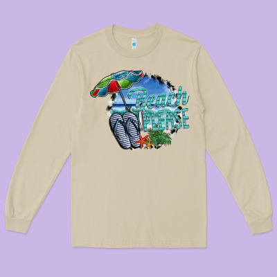 Beach Please Long Sleeve Tee Designed By Sublimationcraftshop