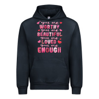 Navy you are worthy beautiful loved enough valentines Urban Hoodie - LillyAllenDesigns