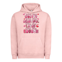 Pigment Salmon you are worthy beautiful loved enough valentines Urban Hoodie - LillyAllenDesigns