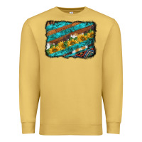 Antique Gold western aztec sunflowers turquoise cowhide background Premium Sweatshirt - BarkalooDesign