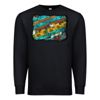 Black western aztec sunflowers turquoise cowhide background Premium Sweatshirt - BarkalooDesign