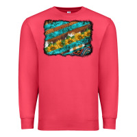 Cardinal western aztec sunflowers turquoise cowhide background Premium Sweatshirt - BarkalooDesign