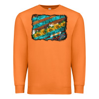 Carrot western aztec sunflowers turquoise cowhide background Premium Sweatshirt - BarkalooDesign