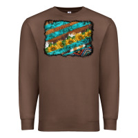 Chestnut western aztec sunflowers turquoise cowhide background Premium Sweatshirt - BarkalooDesign