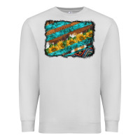 Dove Grey western aztec sunflowers turquoise cowhide background Premium Sweatshirt - BarkalooDesign