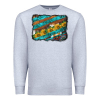 Heather Grey western aztec sunflowers turquoise cowhide background Premium Sweatshirt - BarkalooDesign
