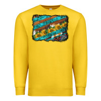 Lemon western aztec sunflowers turquoise cowhide background Premium Sweatshirt - BarkalooDesign