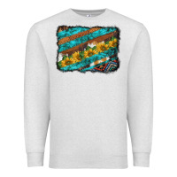 Oatmeal Heather western aztec sunflowers turquoise cowhide background Premium Sweatshirt - BarkalooDesign