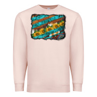 Pale Pink western aztec sunflowers turquoise cowhide background Premium Sweatshirt - BarkalooDesign