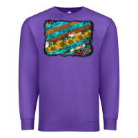 Purple western aztec sunflowers turquoise cowhide background Premium Sweatshirt - BarkalooDesign