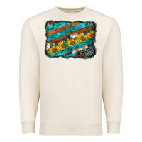 Sandshell western aztec sunflowers turquoise cowhide background Premium Sweatshirt - BarkalooDesign